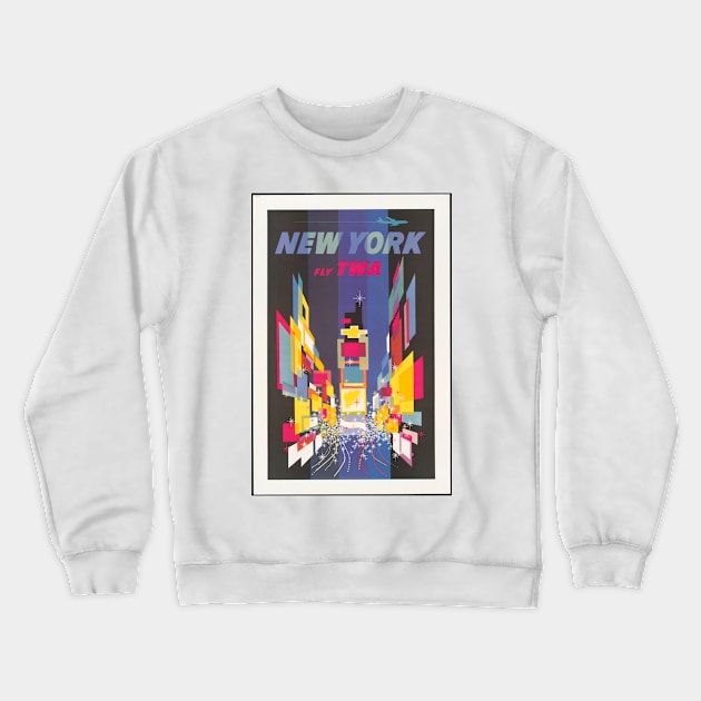 Midcentury TWA New York City Poster Crewneck Sweatshirt by moonandcat